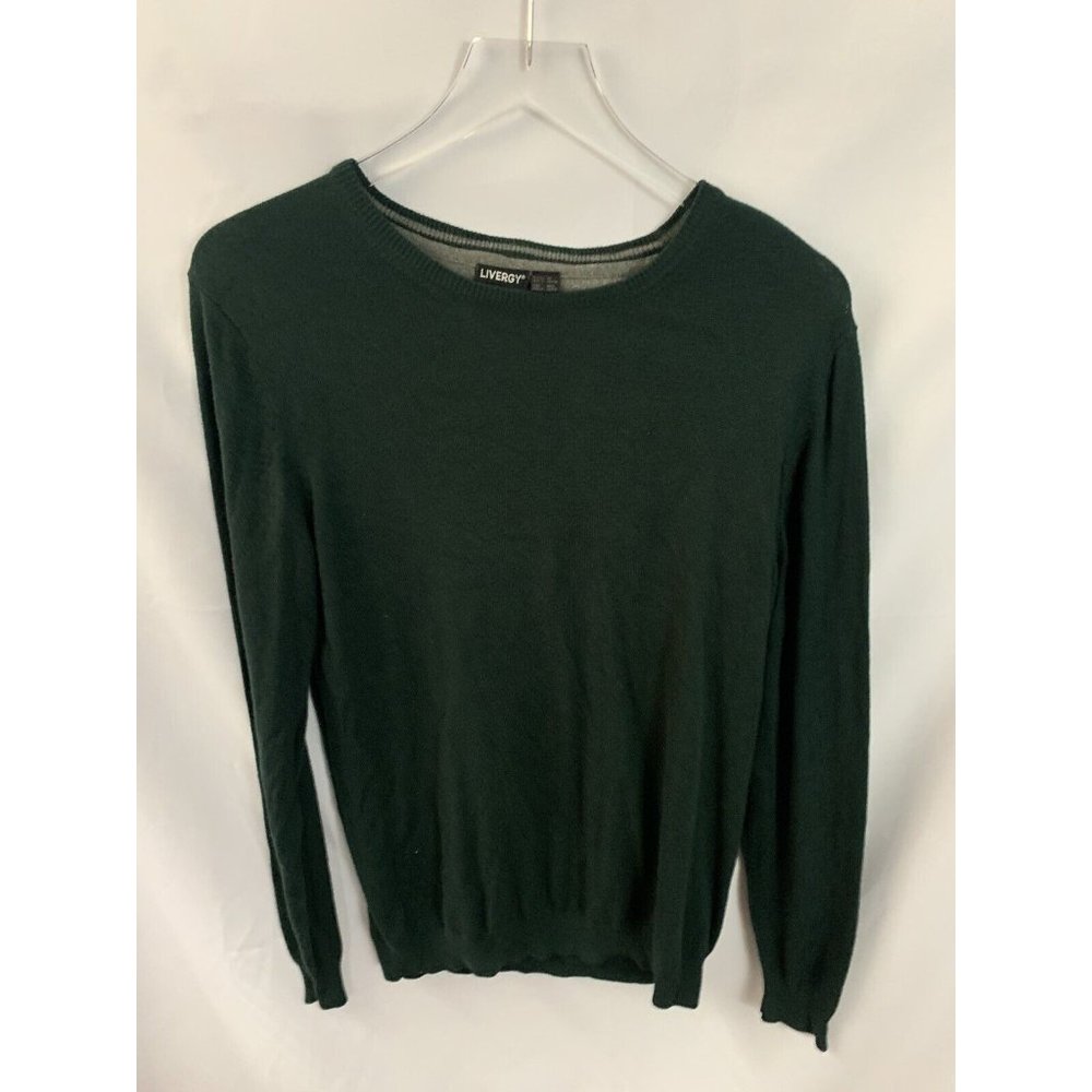 Livergy Men’s M Green Crew Neck Cashmere Blend Knit Sweater Pullover
